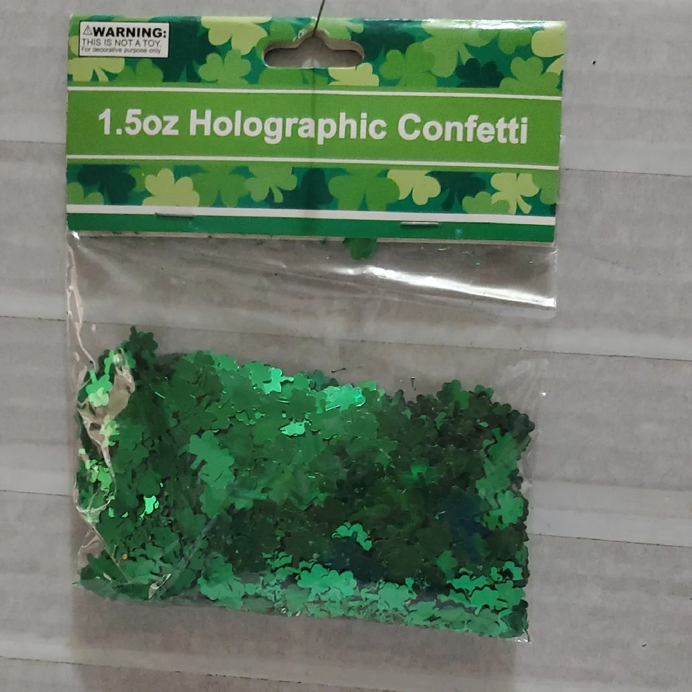 Green Holographic Shamrock Confetti for Parties 1.5 Oz